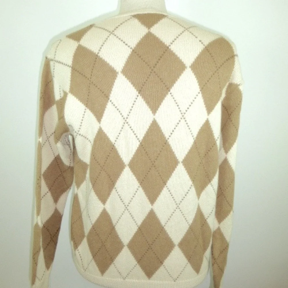 POLO RALPH LAUREN alpaca cotton ARGYLE v sweater M